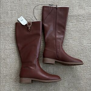 NWT Time and Tru Cognac Tan Riding Boots Size 9